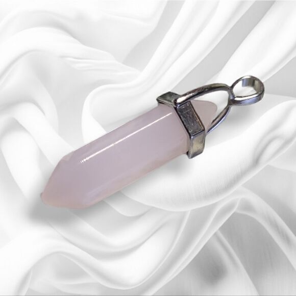 Natural Gemstone Hexagonal Pendant Healing Rose Quartz - Picture 1 of 9
